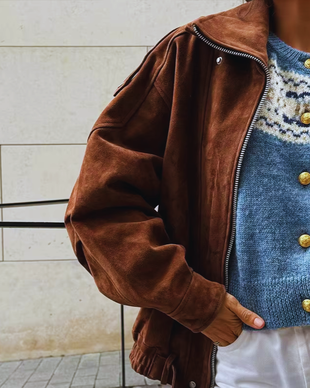 JEANNE™ | Veste en Daim Élégante
