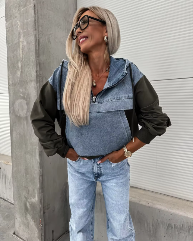 LAURA™ | Veste Hoodie Denim à Couches