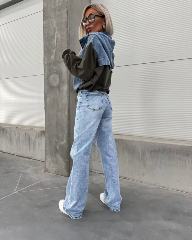 LAURA™ | Veste Hoodie Denim à Couches