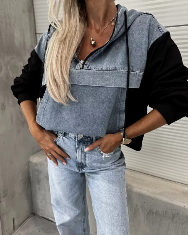 LAURA™ | Veste Hoodie Denim à Couches