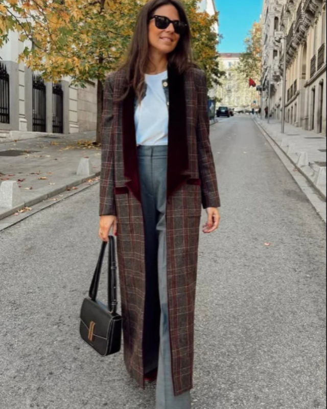 EMMA™ | Manteau Long à Carreaux