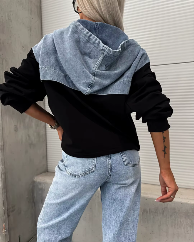 LAURA™ | Veste Hoodie Denim à Couches