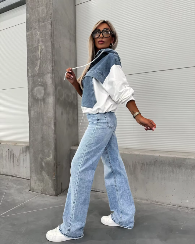 LAURA™ | Veste Hoodie Denim à Couches