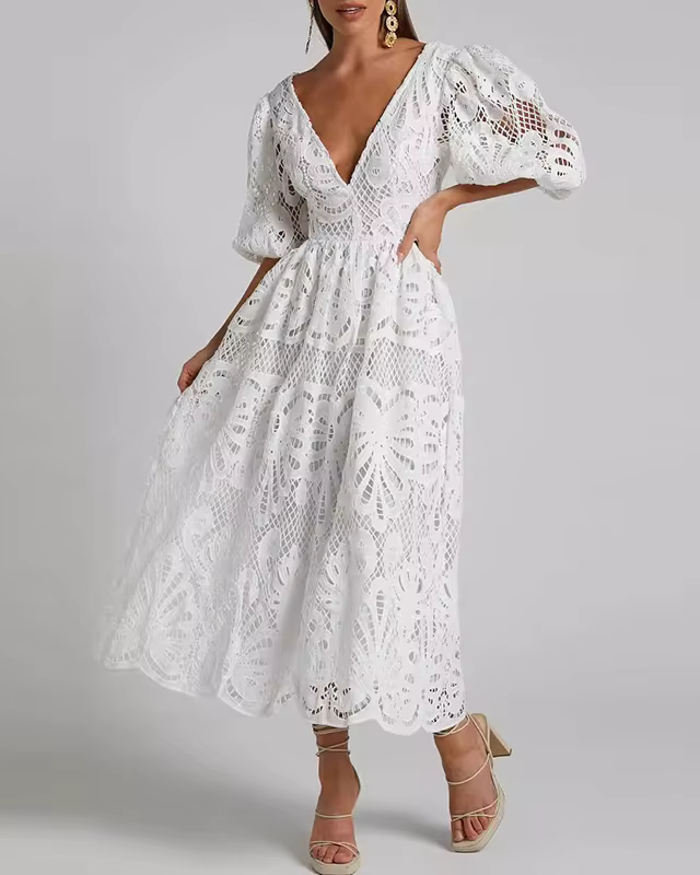 AXELLE™ | Robe A-ligne Dentelle